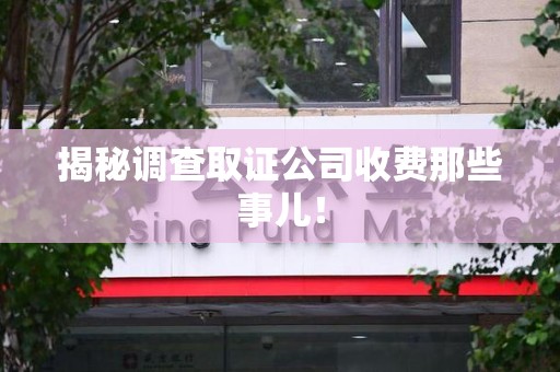 永春揭秘调查取证公司收费那些事儿！