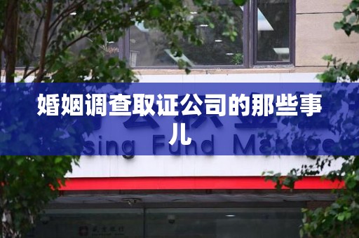 永春婚姻调查取证公司的那些事儿