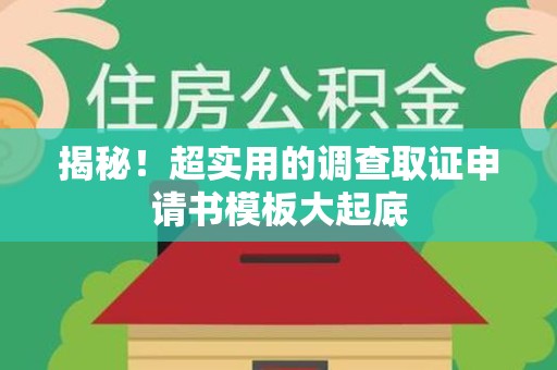 永春揭秘！超实用的调查取证申请书模板大起底
