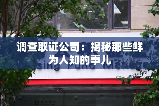 永春调查取证公司：揭秘那些鲜为人知的事儿
