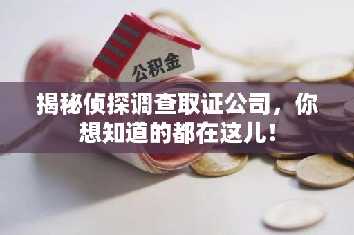 永春揭秘侦探调查取证公司，你想知道的都在这儿！