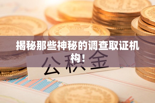 永春揭秘那些神秘的调查取证机构！