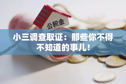 永春小三调查取证：那些你不得不知道的事儿！