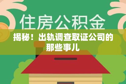 永春揭秘！出轨调查取证公司的那些事儿