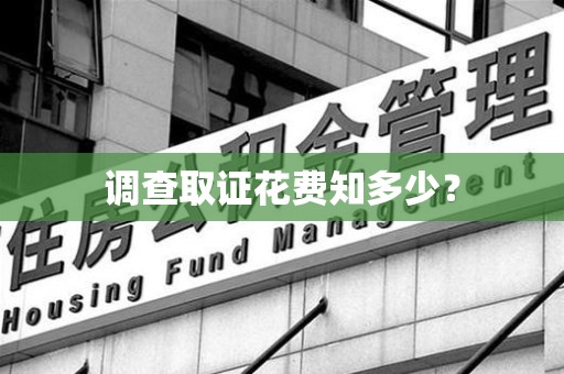 永春调查取证花费知多少？