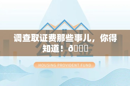 永春调查取证费那些事儿，你得知道！😎