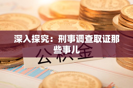 永春深入探究：刑事调查取证那些事儿