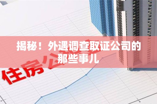 永春揭秘！外遇调查取证公司的那些事儿