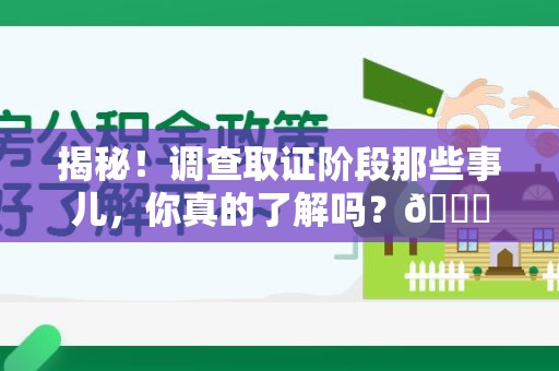 永春揭秘！调查取证阶段那些事儿，你真的了解吗？😎