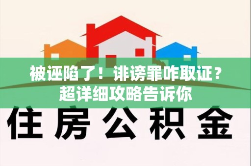 永春被诬陷了！诽谤罪咋取证？超详细攻略告诉你