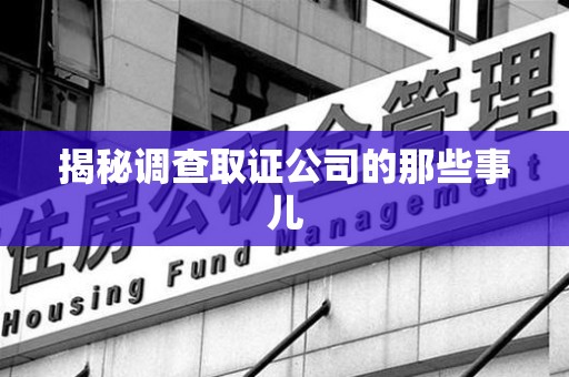 永春揭秘调查取证公司的那些事儿