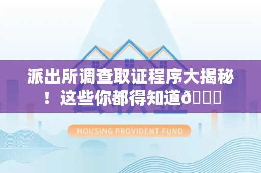 永春派出所调查取证程序大揭秘！这些你都得知道😉